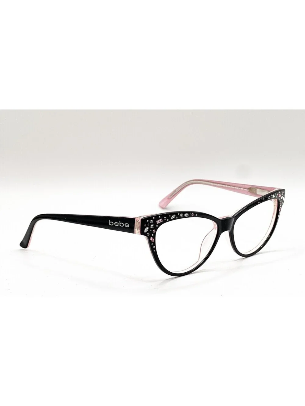 Bebe Bejeweled BB7024 Black Rose Cat Eye Authentic Eyeglass Frames 56-15